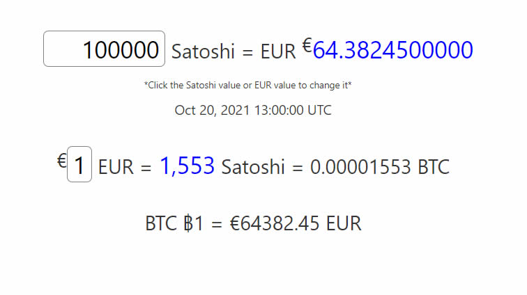 Satoshis en euros